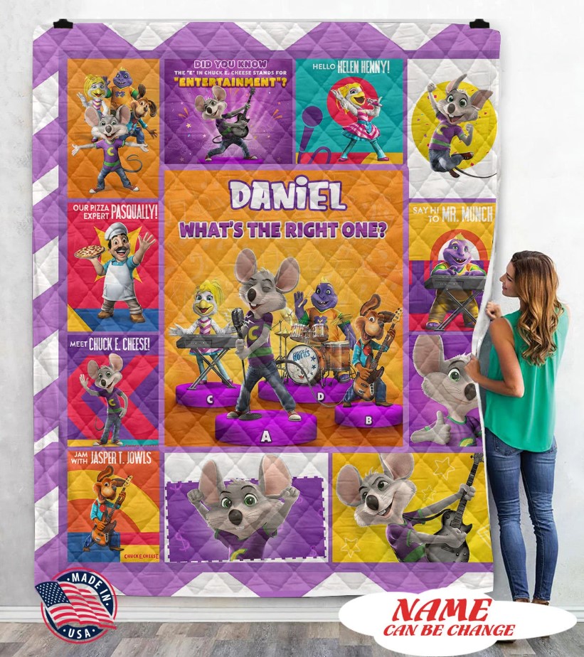 Personalized Chuck E Cheese Blanket Chuck E Cheese Quilt Chuck E Cheese Birthday Party Custom Name Blanket